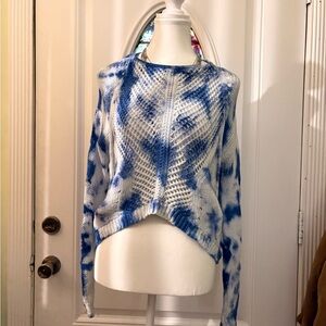 TOWNSEN Blue and White Tie-Dye cropped Sweater
